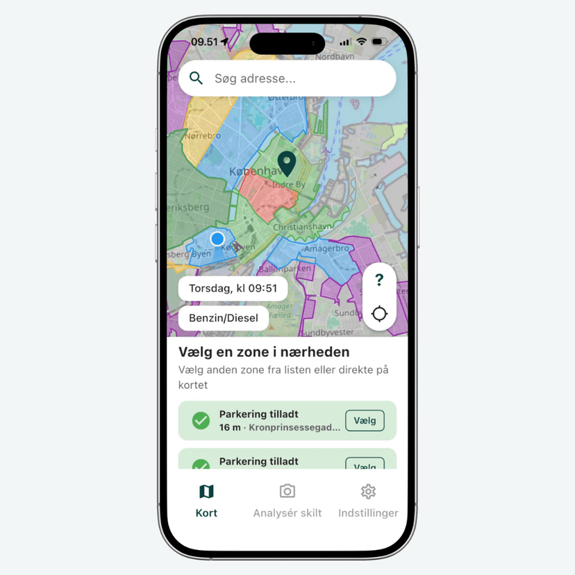 PARGO app med kortvisning og parkeringszoner